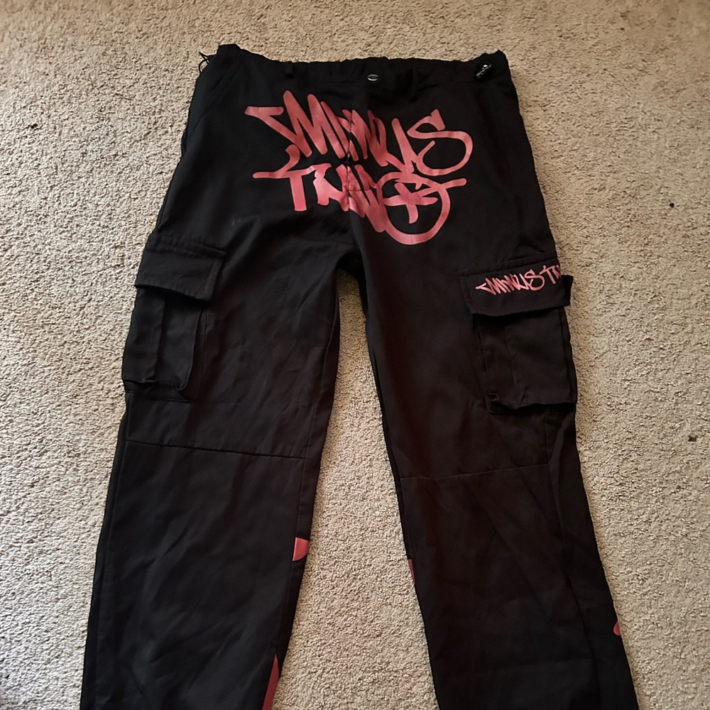 Size M Cargo Pants Black and Red